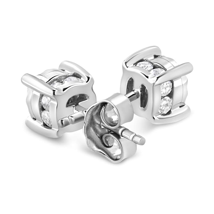 Sterling Silver 1.0ctw Round Brilliant-Cut Diamond Miracle-Set Solitaire
Stud Earrings