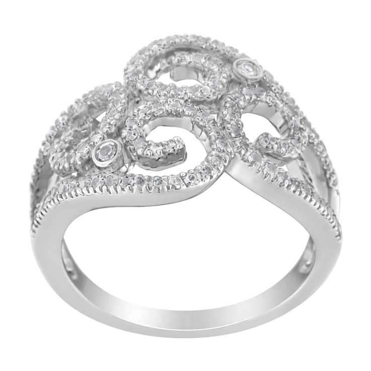 14K White Gold Round Cut Diamond Cluster Ring (1/2 cttw, SI1-SI2
Clarity, H-I Color)