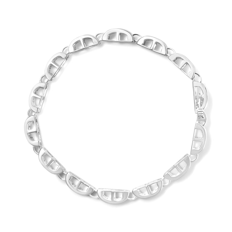 14K White Gold 3.0 Cttw Invisible Set Princess Cut Diamond Link and
Buckle 7" Tennis Bracelet
