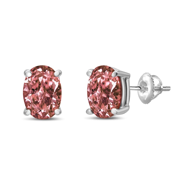 14K White Gold 1/2 Cttw Lab Grown Pink Oval 4 Prong Set Classic Diamond
Solitaire Stud Earrings