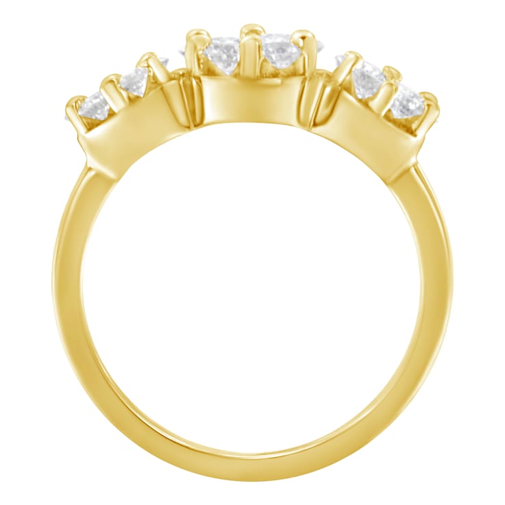 14K Yellow Gold 1-1/4ctw Diamond Three Round Floral Cluster Ring (H-I
Color, SI2-I1 Clarity)