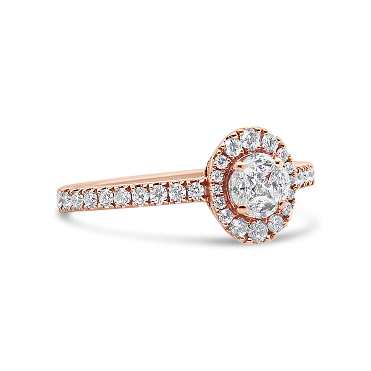 18K Rose Gold 1/2 Cttw Composite Marquise Composite Diamond Oval Halo
Engagement Ring
