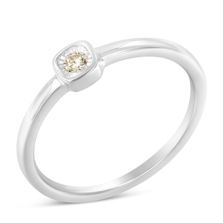 Sterling Silver 1/20 Carat Diamond Petite Promise Ring (J-K Color, I1-I2 Clarity)