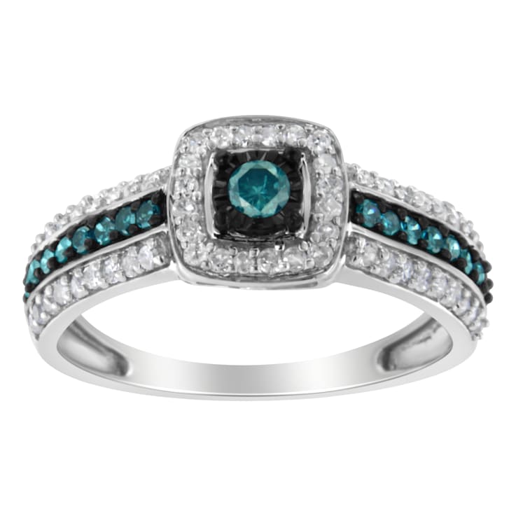Sterling Silver Blue Miracle-Set Diamond Engagement Ring (1/2 Cttw, J-K
Color, I1-I2 Clarity)