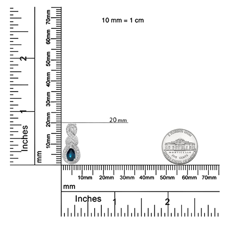 Sterling Silver 6x4mm Pear Sapphire and Diamond Accent Infinity Drop
18" Pendant Necklace