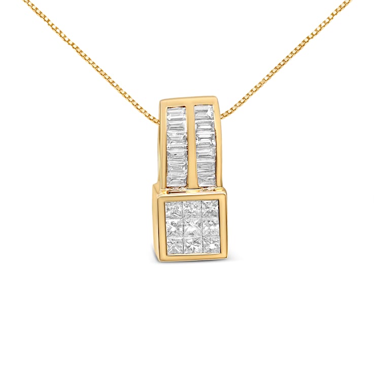 14K Yellow Gold 1 1/4ctw Mixed Cut Geometric Inspired Diamond Pendant
w\chain(H-I, VS1-VS2)