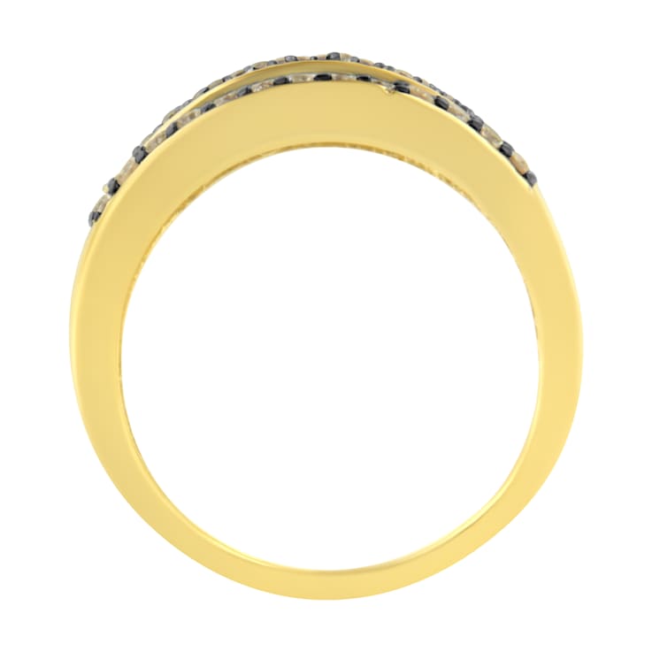 10K Yellow Gold Over Sterling 1 1/2ctw and Black Rhodium Diamond Ring
(J-K Color, I1-I2 Clarity)