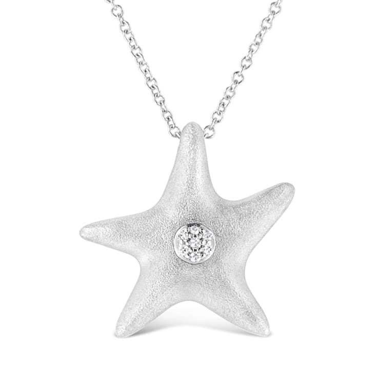 .925 Sterling Silver Prong-Set Diamond Accent Starfish Pendant Necklace
- Size 18"