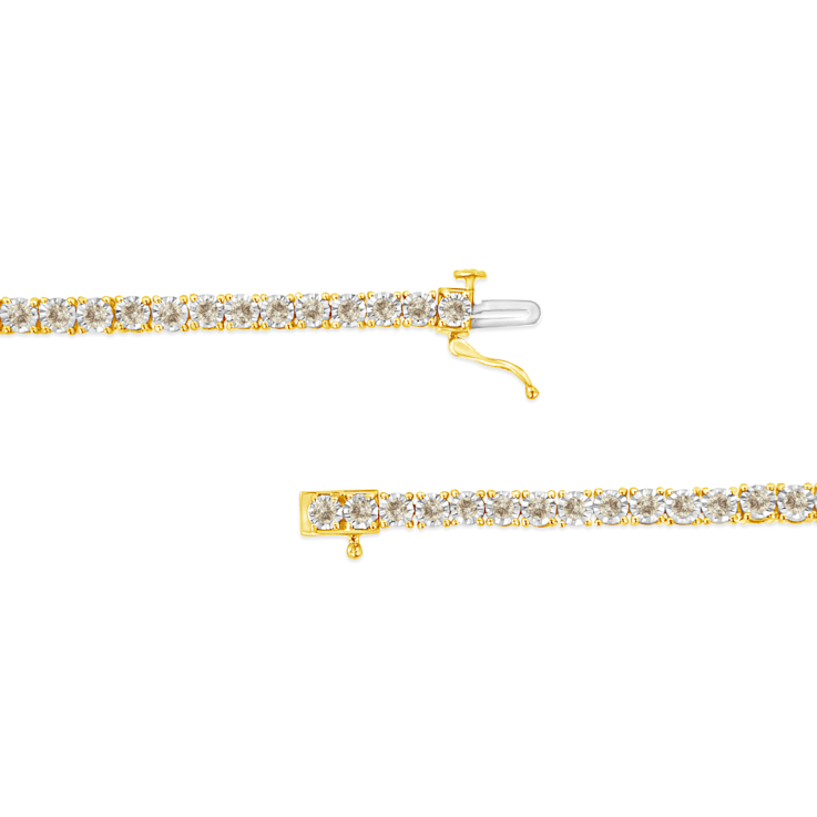 14K Yellow Gold Over Sterling Silver 3.0ctw Miracle-Set Diamond Tennis Bracelet