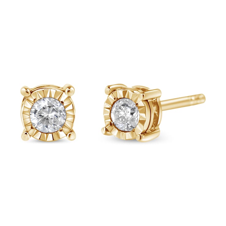0.20ctw Round Near Colorless Diamond 10K Yellow Gold Over Sterling
Silver Stud Earrings