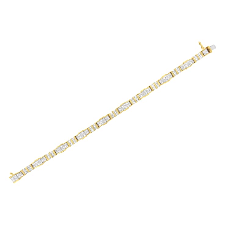 14K Yellow Gold 8.30ctw Baguette and Princess-Cut Diamond Bracelet
