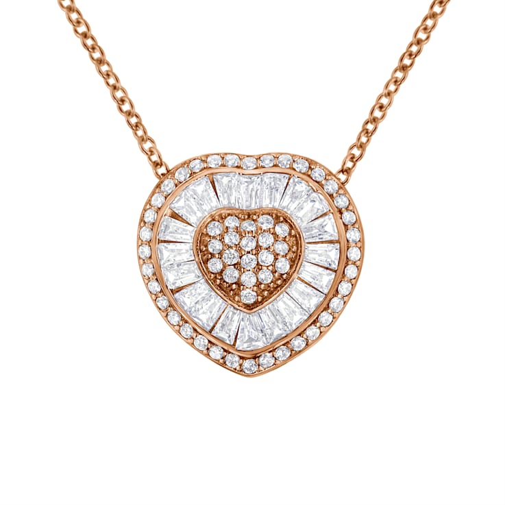 14 Karat Rose Gold 0.51 Carat Diamond Pave Heart Pendant Necklace -  WeilJewelry