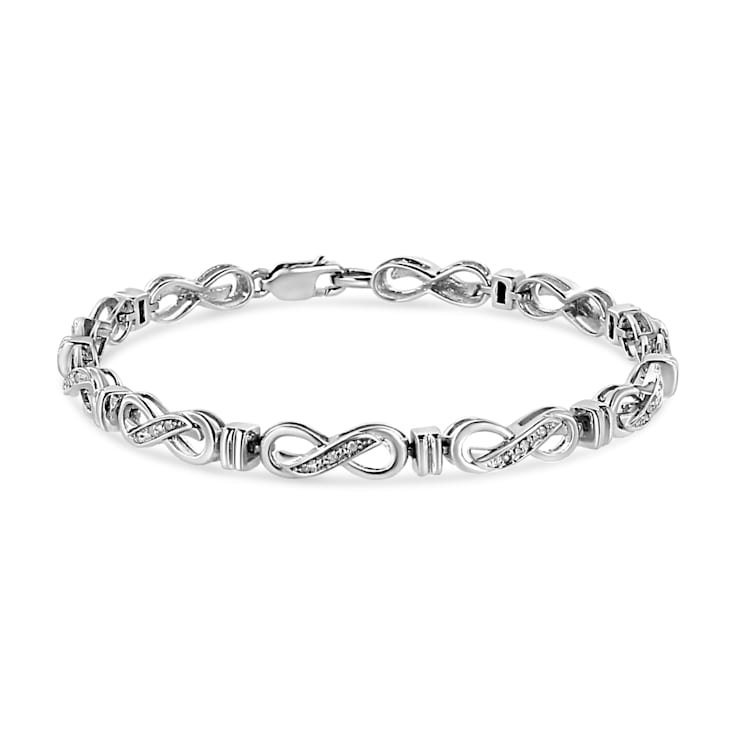 0.16ctw Diamond Accent Infinity Sterling Silver Tennis Bracelet