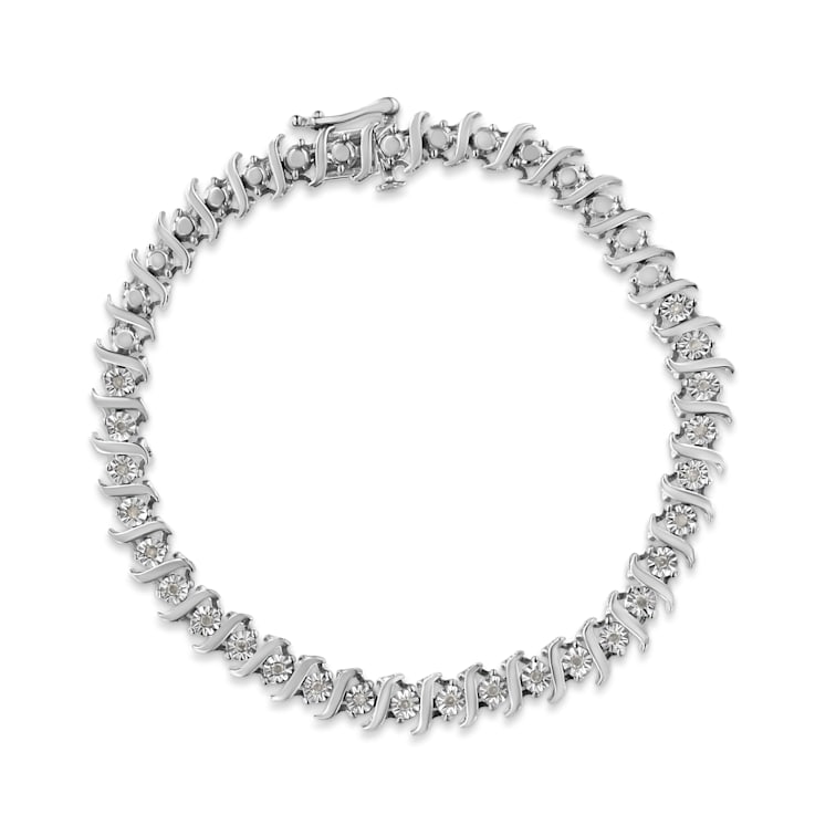 Sterling Silver .25ctw Diamond Miracle-Set "S" Link Tennis Bracelet