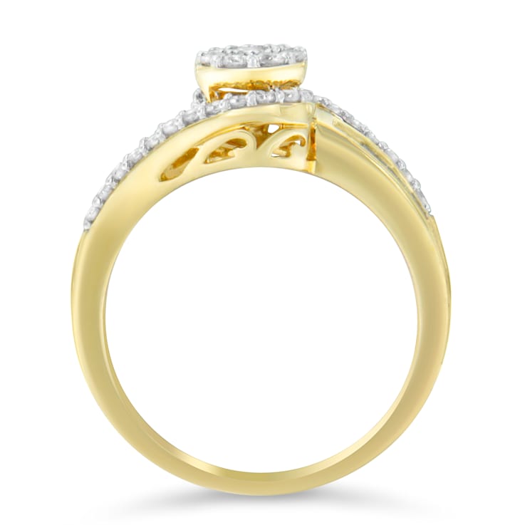 10K Yellow Gold Diamond Cluster Ring (1/2ctw, I-J Color, I2-I3 Clarity)
