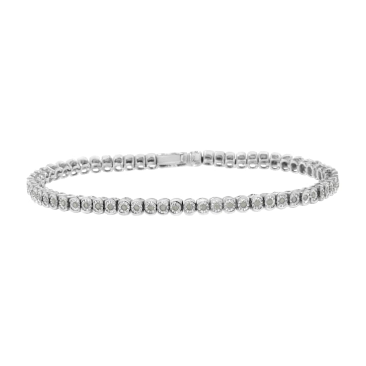 【楽ギフ_のし宛書】 Sterling Silver 1/2ct TDW Diamond Tennis Bracelet (I-J, I3 アクセサリー