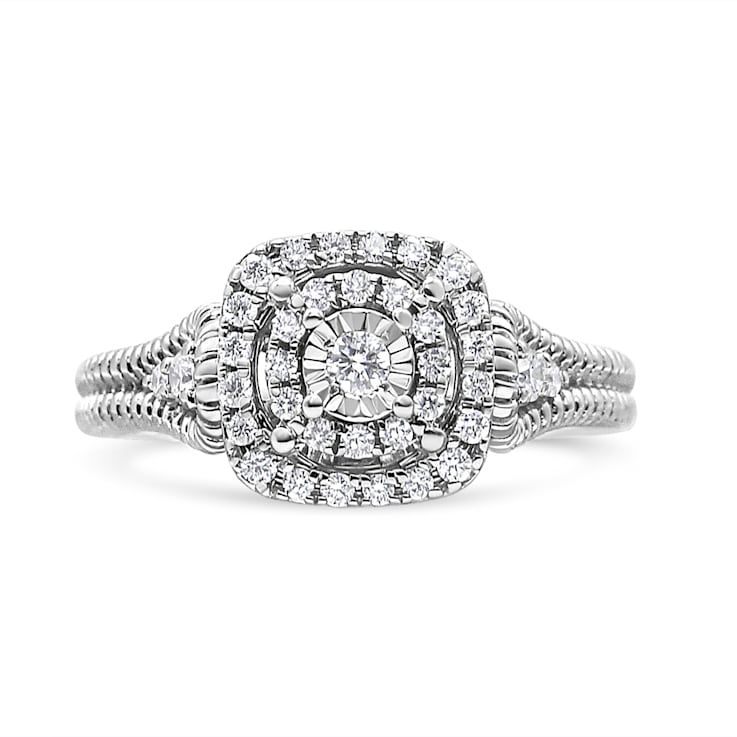 0.33ctw Miracle-Set Round Diamond Sterling Silver Ring