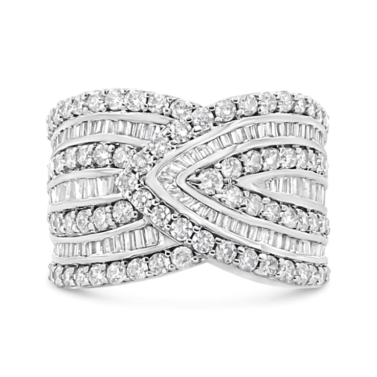 Sterling Silver 2 3/8ctw Diamond Multi Row Overlay Band Ring ( J-K
Color, I3 Clarity)