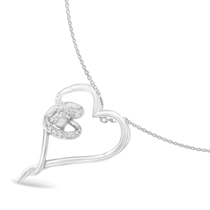 Sterling Silver 1/10ctw Diamond Heart Pendant w\chain (H-I, I1-I2)