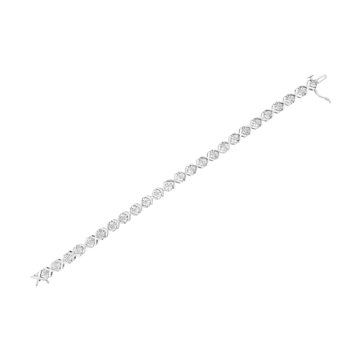 Sterling Silver 1/4 Cttw Diamond "X" Bracelet