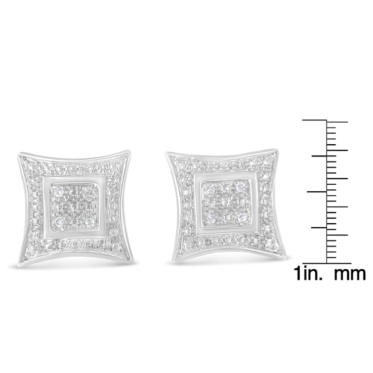 Diamond Accented Sterling Silver Halo Stud Earrings