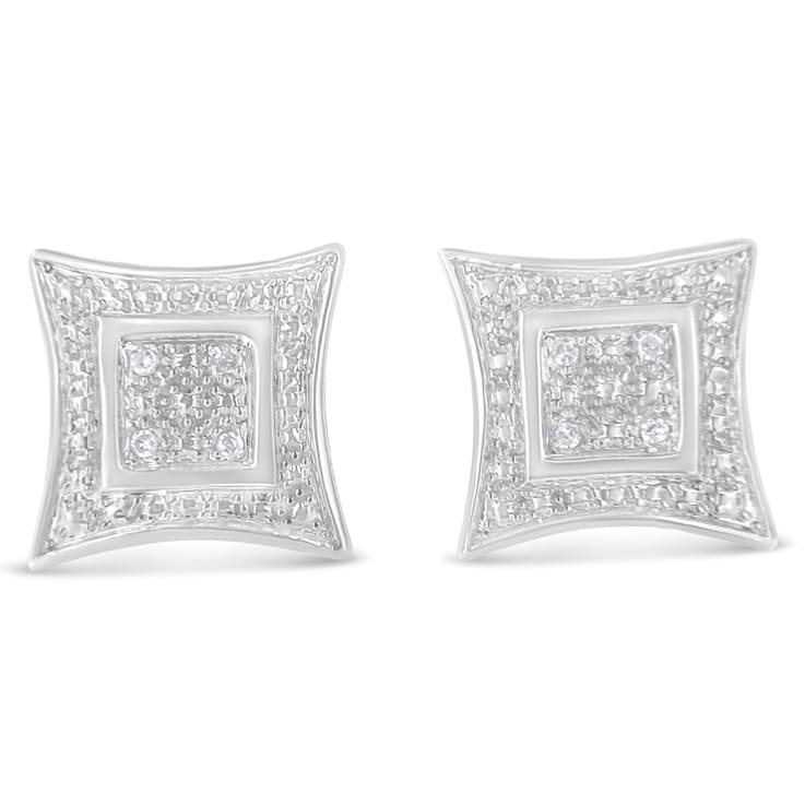 Diamond Accented Sterling Silver Halo Stud Earrings