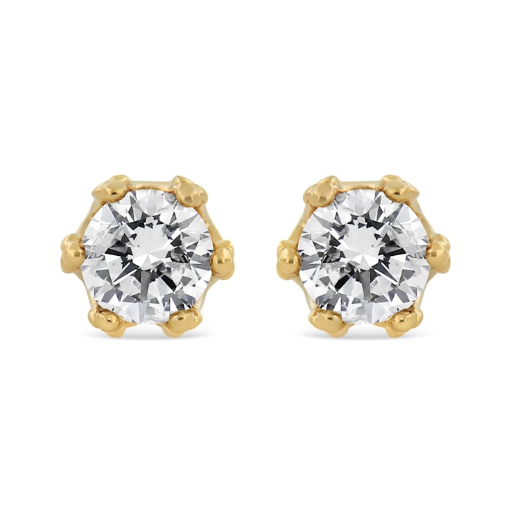 2.00ctw Round Diamond Crown 14K Yellow Gold Stud Earrings