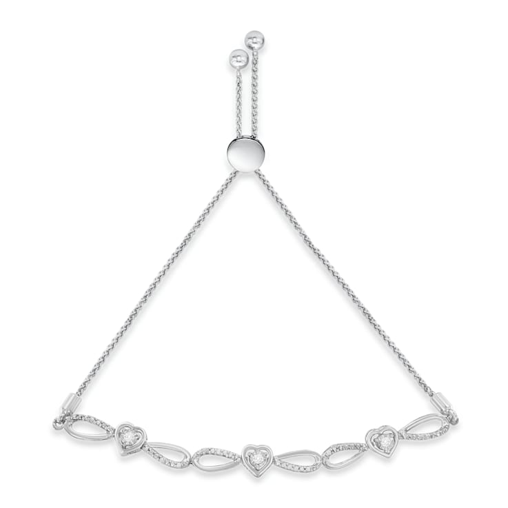 Sterling Silver Diamond Accent Heart and Infinity 4”-10” Adjustable Bolo
Bracelet (I-J, I3)