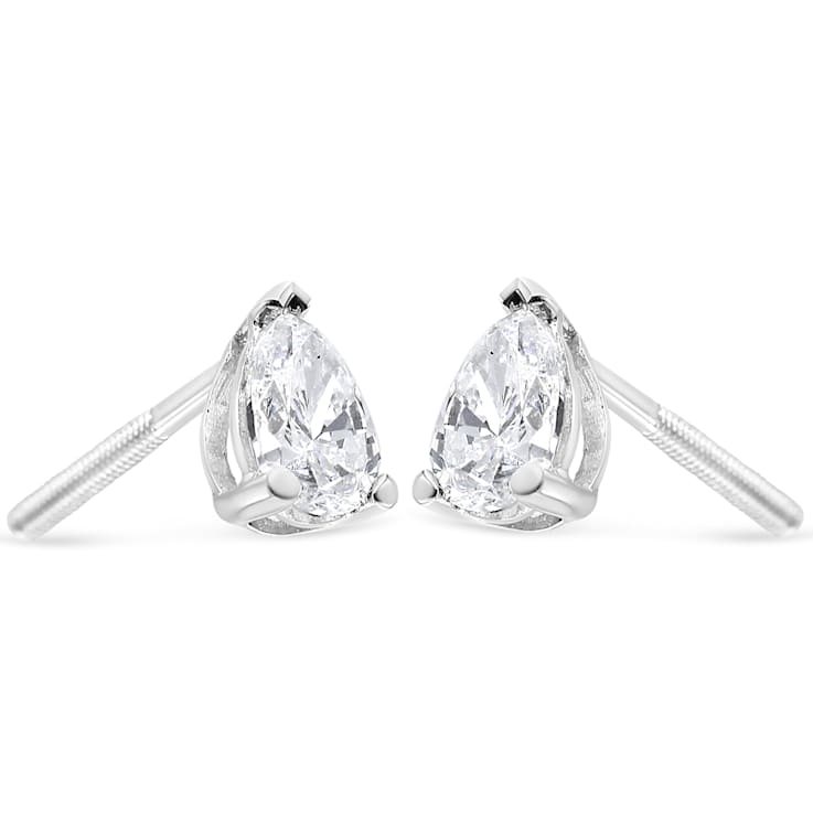 14K White Gold 1.0 Cttw Pear Shape Solitaire Lab Grown Diamond Stud Earrings