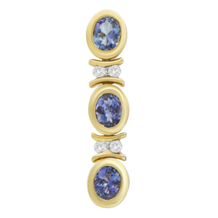 14K White Gold Round Cut Diamond and Tanzanite Pendant w\chain(1.20ctw,
G-H Color, SI2-I1 Clarity)