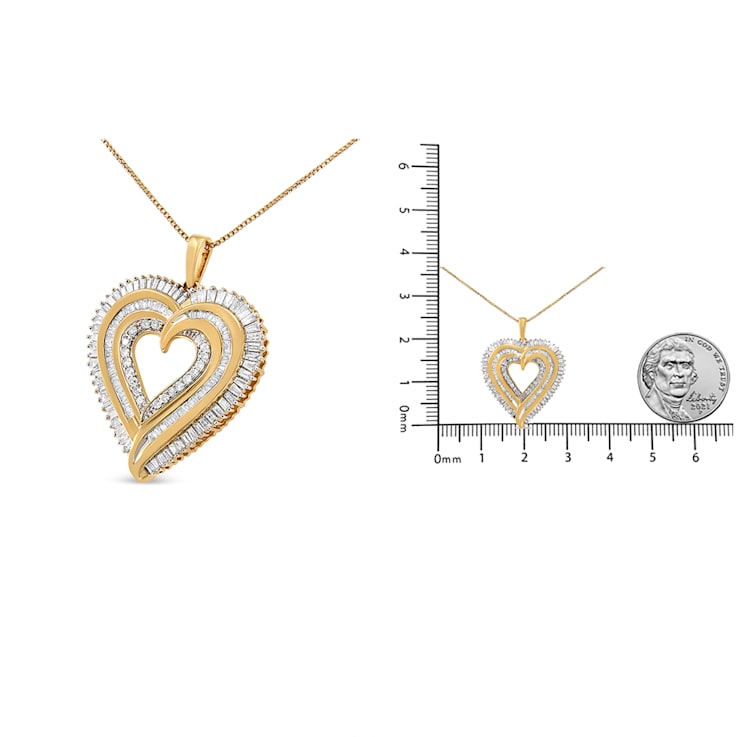 1.50ctw Baguette Diamond 14K Yellow Gold Over Sterling Silver Heart
Pendant Necklace