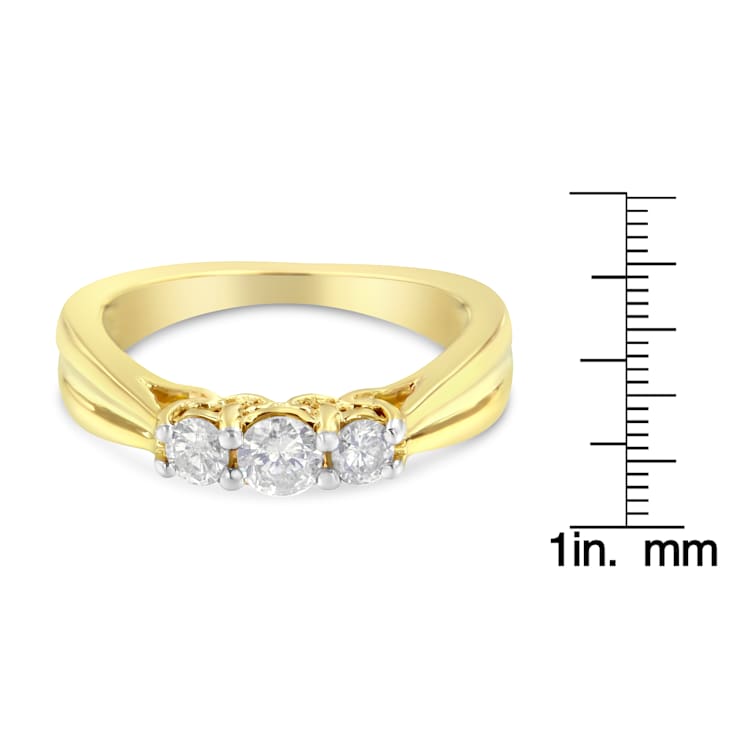 10K Yellow Gold Three-stone Diamond Ring (0.50ctw, J-K Color, I2-I3 Clarity)