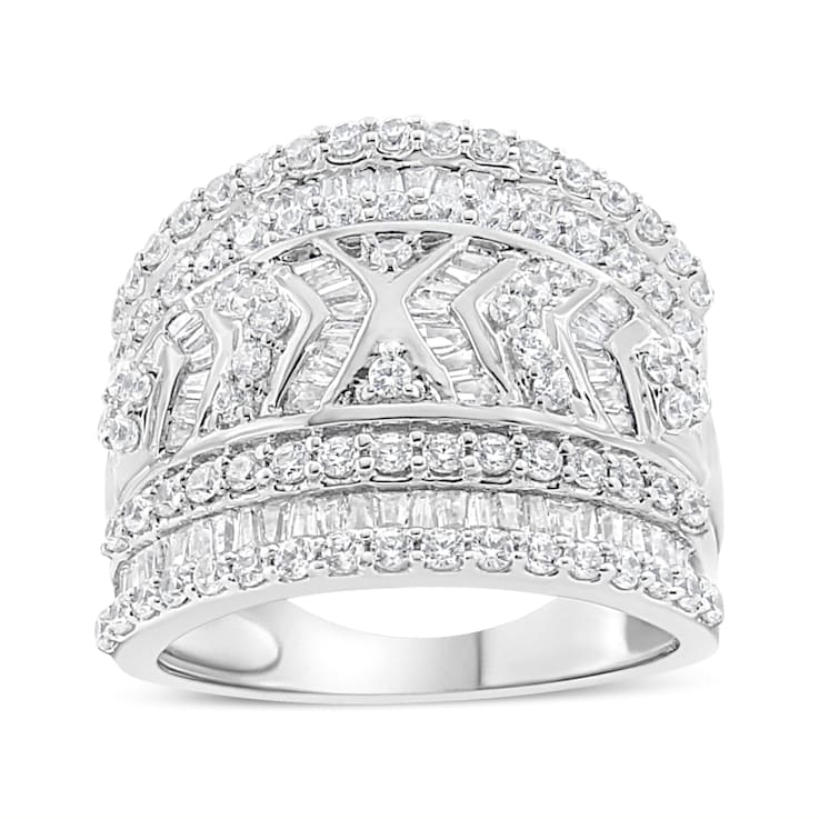 Sterling Silver 2.0ctw Diamond Edge Multi-Row Ring Band ( J-K Color, I3 Clarity)