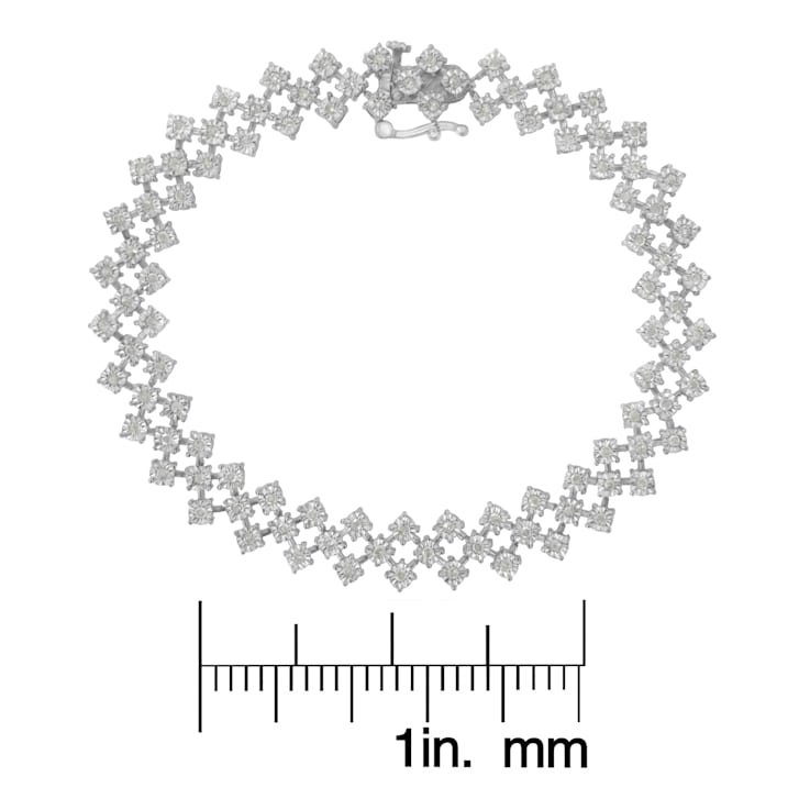 Sterling Silver 1.0ctw Miracle-Set Round Diamond "Zig Zag"
Link Bracelet