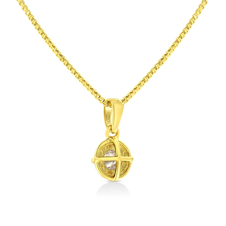 14K Yellow Gold Over Sterling 3/4ctw Diamond Solitaire Pendant
w\chain(K-L Color, I2-I3 Clarity)