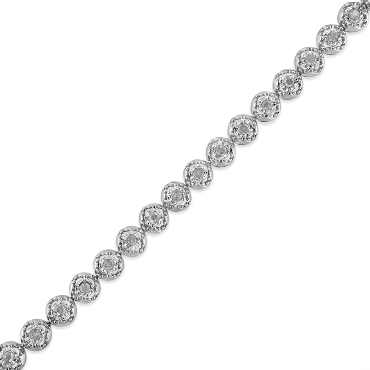 Sterling Silver 1ct. TDW Diamond Circle Link Eternity Bracelet (I-J,I3)
- 7"