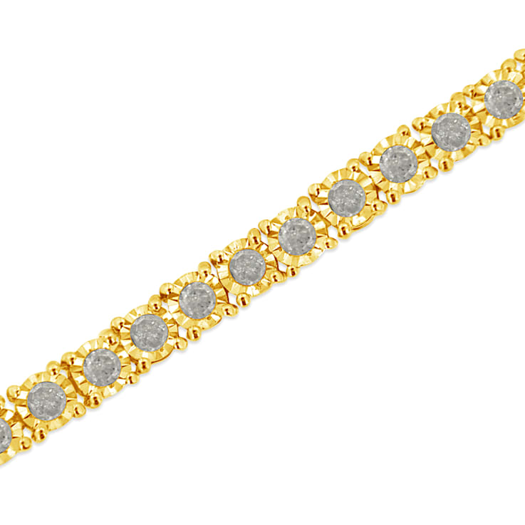 14K Yellow Gold Over Sterling Silver 3.0ctw Miracle-Set Diamond Tennis Bracelet