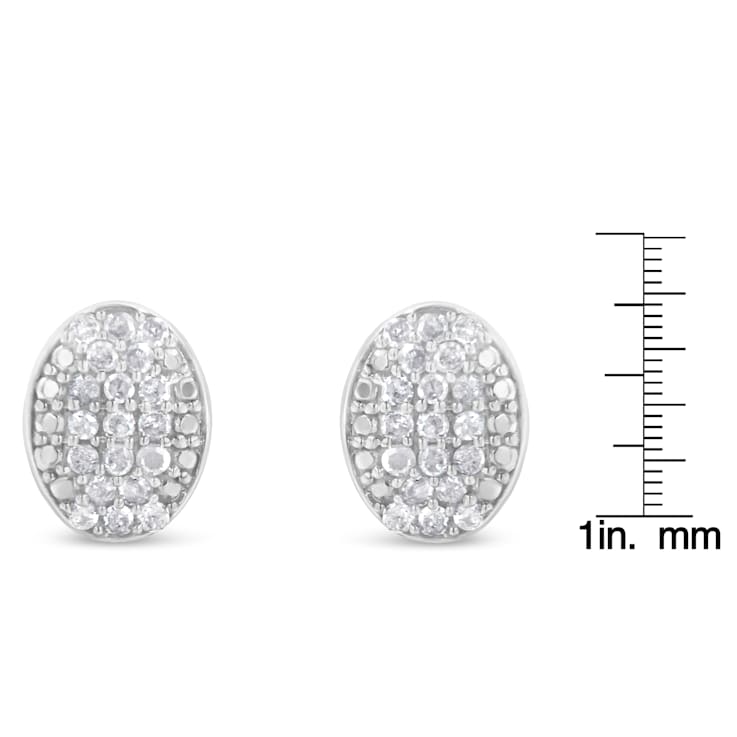 0.50ctw Round-Cut Diamond Sterling Silver Cluster Earrings