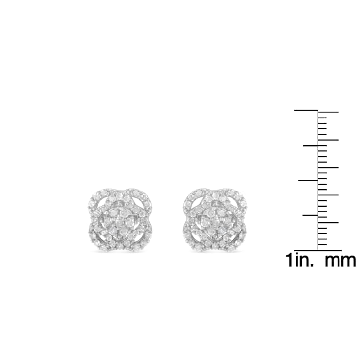 0.50ctw Round-Cut Diamond .925 Sterling Silver Floral Cluster and Halo
Stud Earring