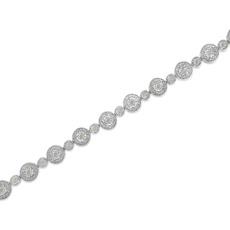 Sterling Silver 1 1/3 cttw Diamond Alternating Link Bracelet (I-J Color,
I3 Clarity) -7"