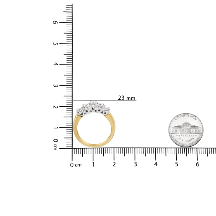 18K Yellow Gold 1.0ctw Round Cut Diamond Step up 5 Stone Ring Band (F-G
Color, SI1-SI2 Clarity)
