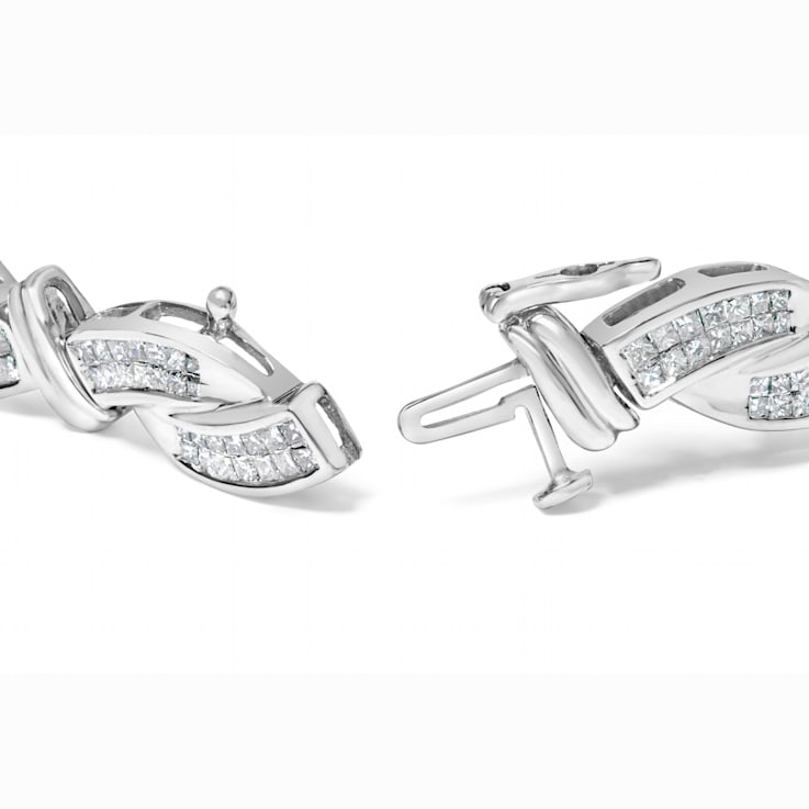 14K White Gold 4.0ctw Invisble Set Diamond Wave Style Link Bracelet (H-I
Color, SI2-I1 Clarity) - 7"