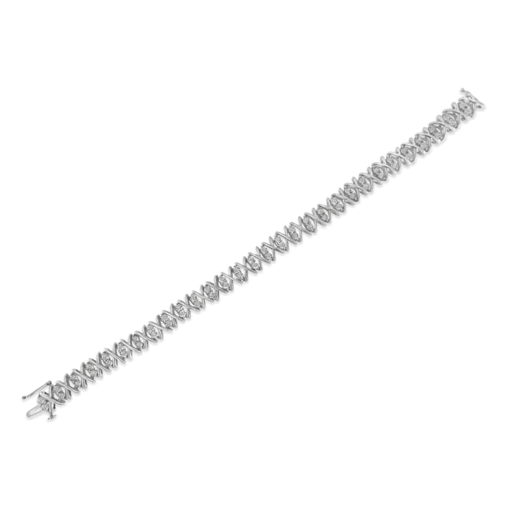 Sterling Silver rose-cut Diamond X-Link Bracelet (1 cttw, I-J Color,
I2-I3 Clarity)