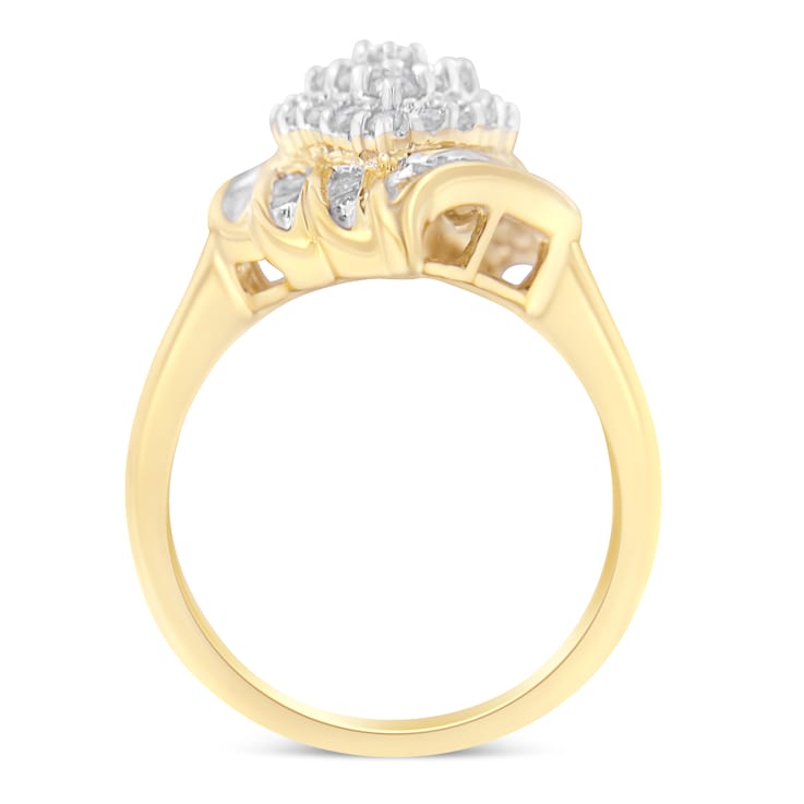 10K Yellow Gold Diamond Cocktail Ring (3/4 Cttw, I-J Color, I2-I3 Clarity)