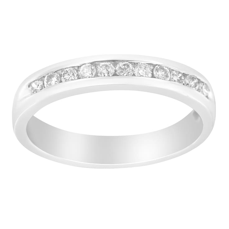 18K White Gold 1/4ctw Channel Set Round Diamond Classic 11 Stone
Band(E-F Color, I1-I2 Clarity)