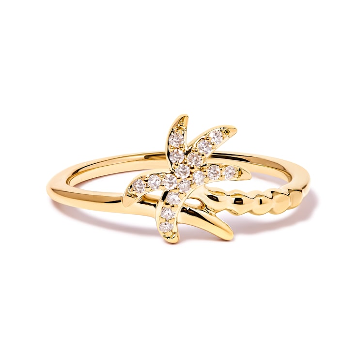 10K Yellow Gold 1/10ctw Diamond  Palm Tree Statement Ring (H-I Color,
I1-I2 Clarity)