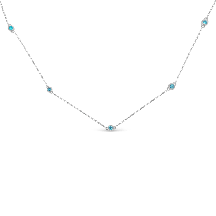 Sterling Silver Treated Diamond Station Necklace (1/2 cttw, Blue Color,
I2-I3 Clarity)