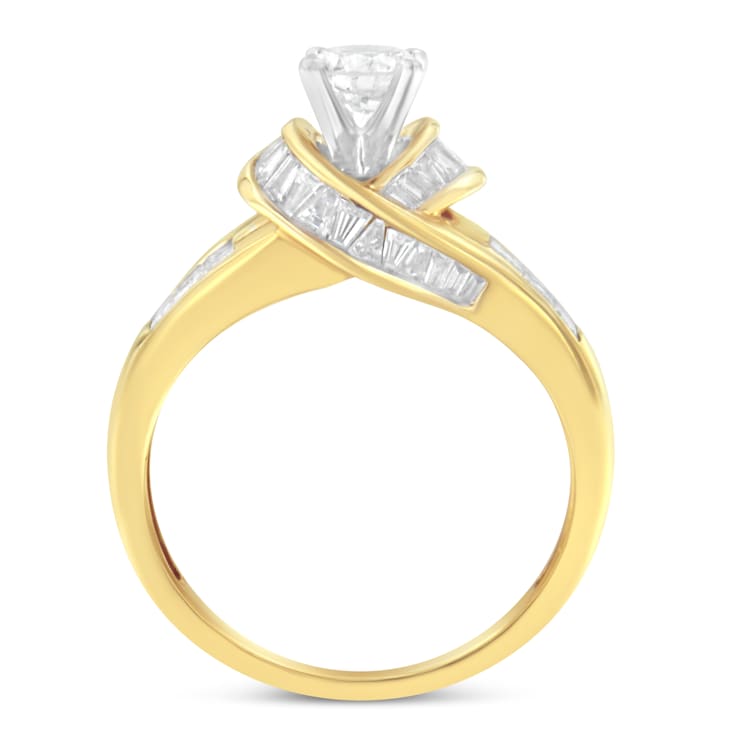 14K Yellow Gold Round, Baguette and Princess Cut Diamond Ring (1 1/8ctw,
H-I Color, SI2-I1 Clarity)
