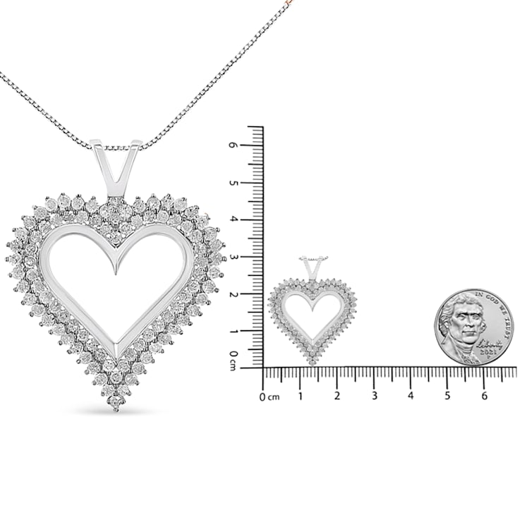 Women's Diamond Heart Pendant Chain Necklace in Sterling Silver - Silver