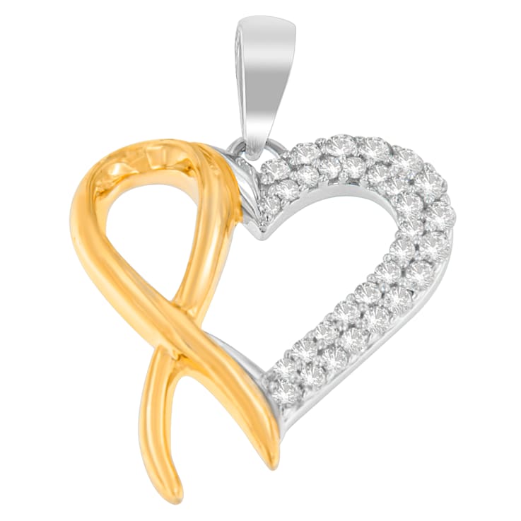 10K Gold Over Sterling Two Toned 1/4ctw Round Cut Diamond Pendant
w\chain (H-I, I2-I3)